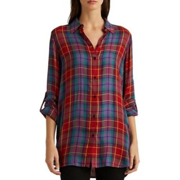 LAUREN Ralph Lauren Plaid Roll-Tab-Sleeve Twill Shirt - XL - Picture 2 of 4